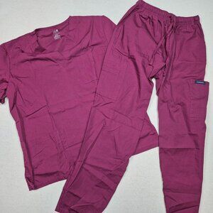 Dagacci Unisex Burgundy Medical Scrubs Uniform Shirt & Pants Sz M NEW!!!